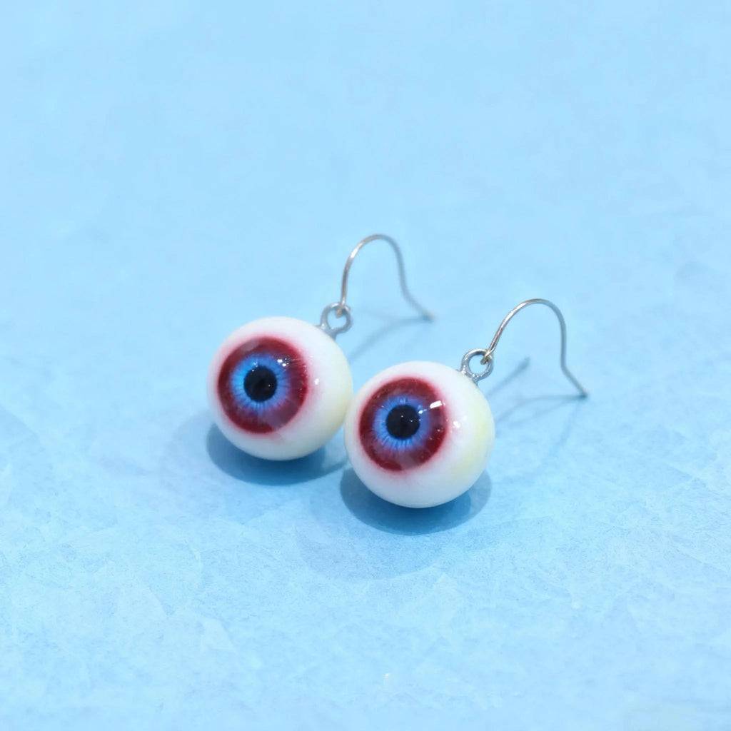 (Pair) Hyper-Realistic Cosmic Blue Eyeball Earrings | S925 Sterling Silver | Spooky-Cute
