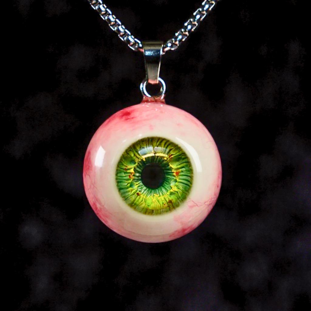 "The Watcher" Realistic Glass Eye Necklace - 9 Color Options