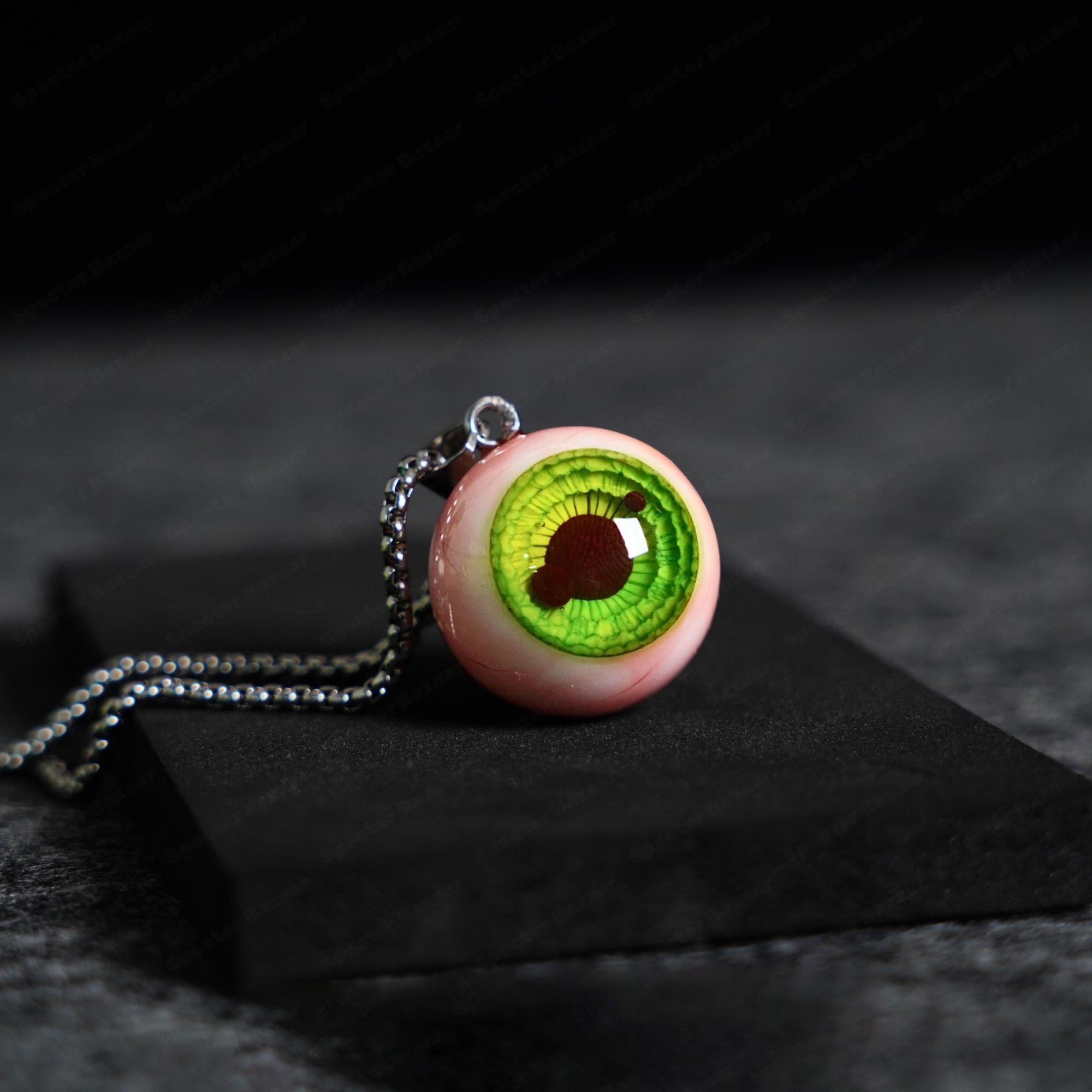 "Gamma Ray" Radioactive Green Mutant Eye Necklace - Splitting Pupil