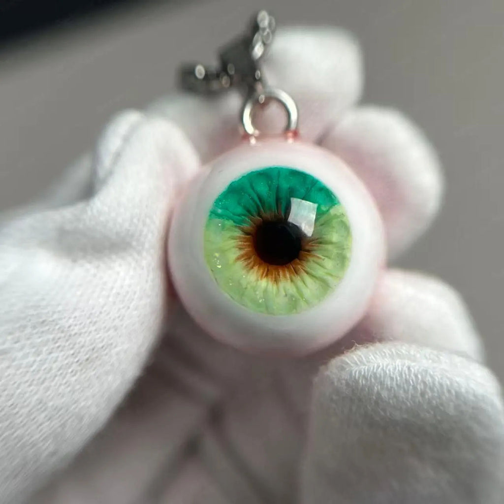 Handmade Realistic Eyeball Necklace - Evil Eye Pendant - Polymer Clay & Resin - Gothic Oddities Gift