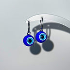 (Pair) Cobalt Blue Evil Eye Hoop Earrings | Hypoallergenic Titanium | Spooky-Cute Jewelry