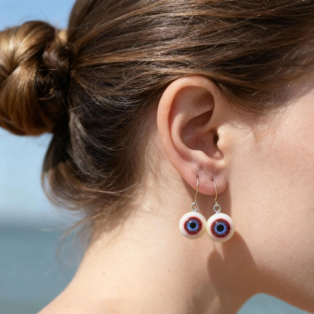 (Pair) Hyper-Realistic Cosmic Blue Eyeball Earrings | S925 Sterling Silver | Spooky-Cute