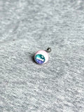 "Ghostly Pet" Mismatched Eyeball Studs - Aurora Iris (Bone & Moon)