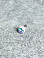 "Ghostly Pet" Mismatched Eyeball Studs - Aurora Iris (Bone & Moon)