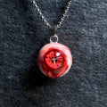 "Sanguine Saint" Bloody Red Cross Eye Necklace - Gold Crucifix Pupil