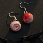 (Pair) Albino Pink Heart Pupil Eyeball Earrings | Yami Kawaii Lovecore | S925 Sterling Silver