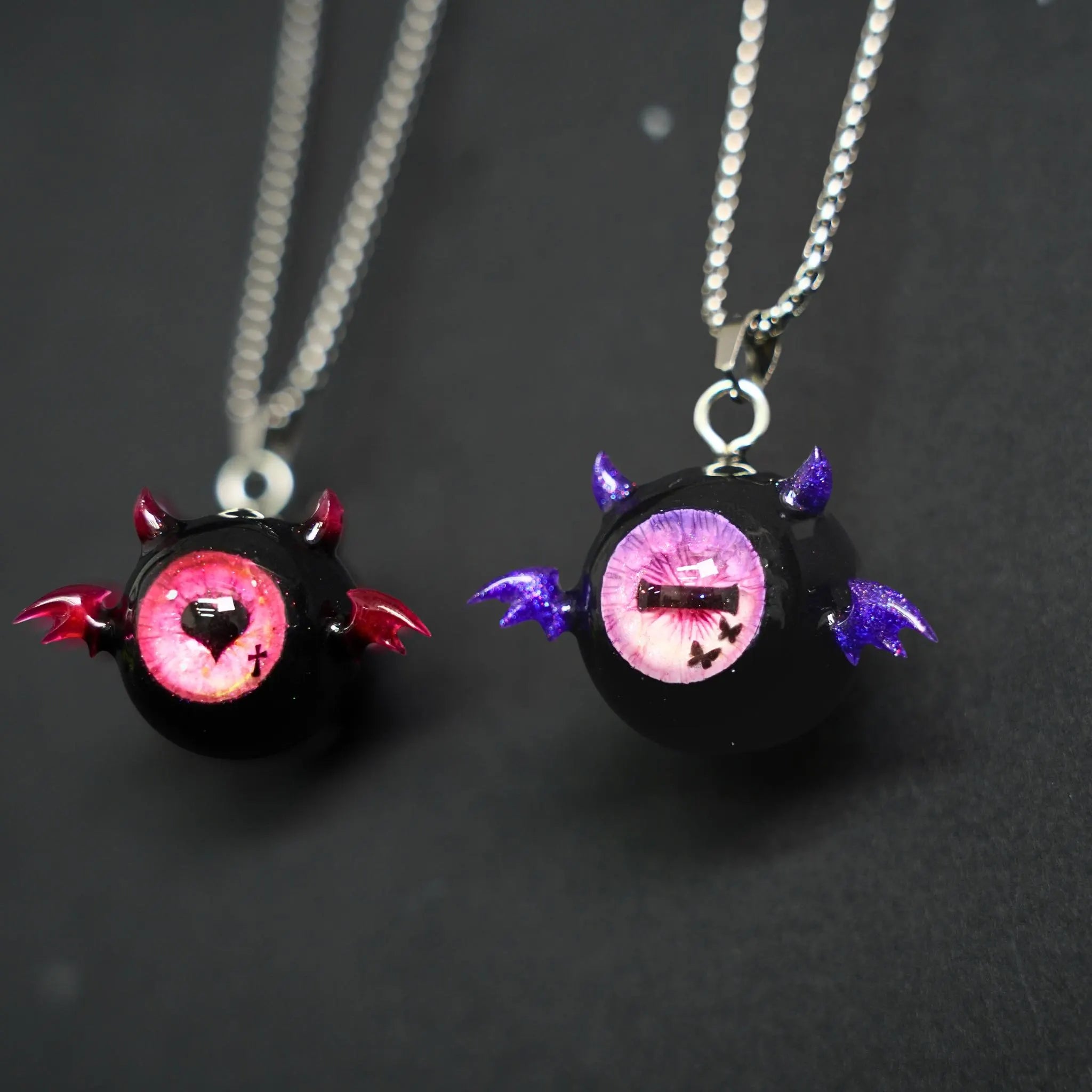 "Midnight Demon" Black Sclera Eyeball Necklace