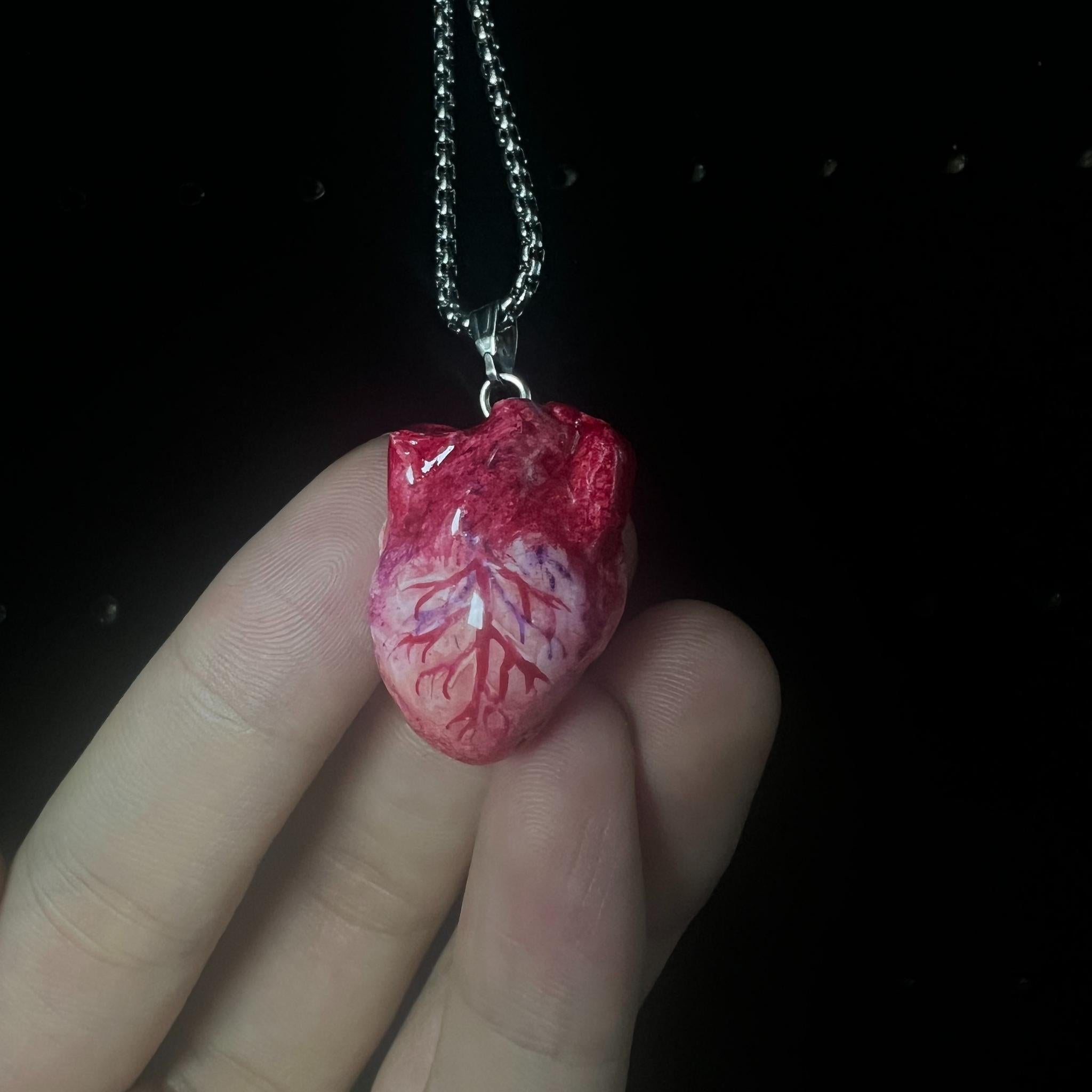 "The Organ" Life-Like Anatomical Heart Necklace - Realistic Vein Detail