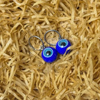 (Pair) Cobalt Blue Evil Eye Hoop Earrings | Hypoallergenic Titanium | Spooky-Cute Jewelry