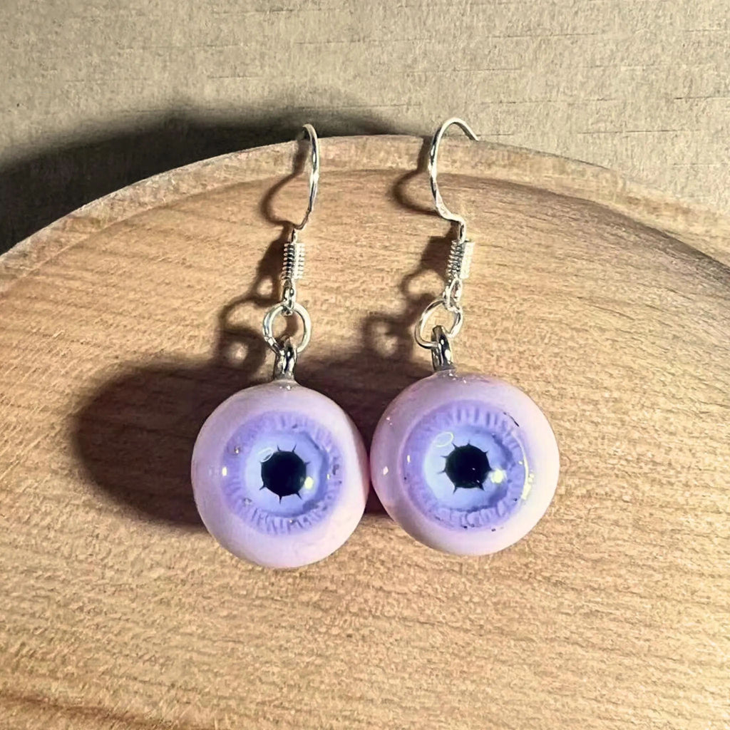 Pair of Hyper-Realistic Eyeball Drop Earrings | Polymer Clay & Resin | S925 Sterling Silver