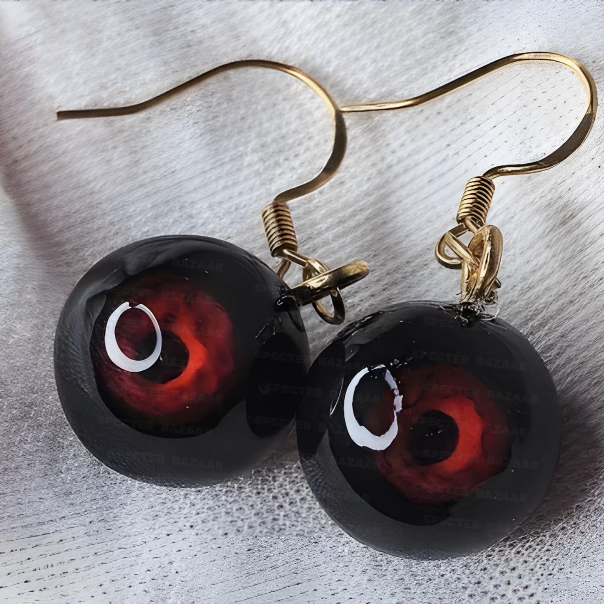 Pair of Hyper-Realistic Eyeball Drop Earrings | Handmade Cthulhu Series | Gothic Horror Resin Jewelry