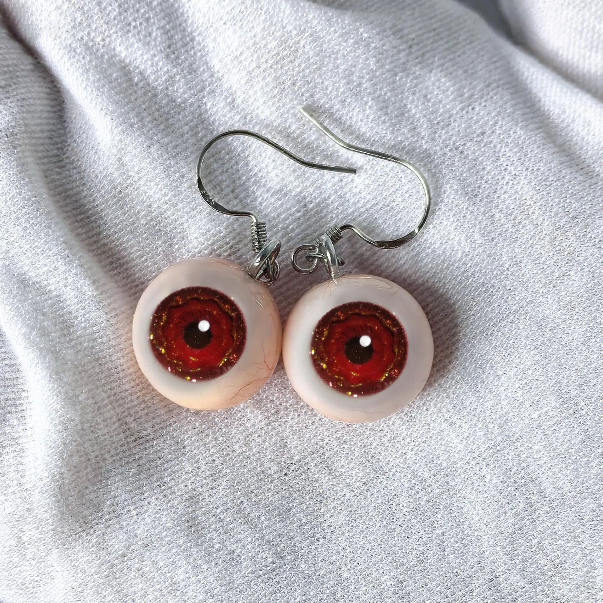 (Pair) Hyper-Realistic Eyeball Drop Earrings | S925 Sterling Silver | Spooky-Cute