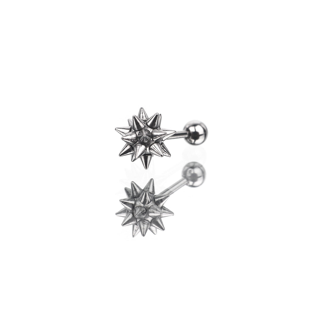 Meteor Hammer Externally Threaded Stainless Steel Ear Studs - Meteor Hammer Externally Threaded Stainless Steel Ear Studs - Single by CRUXJEWELRY
