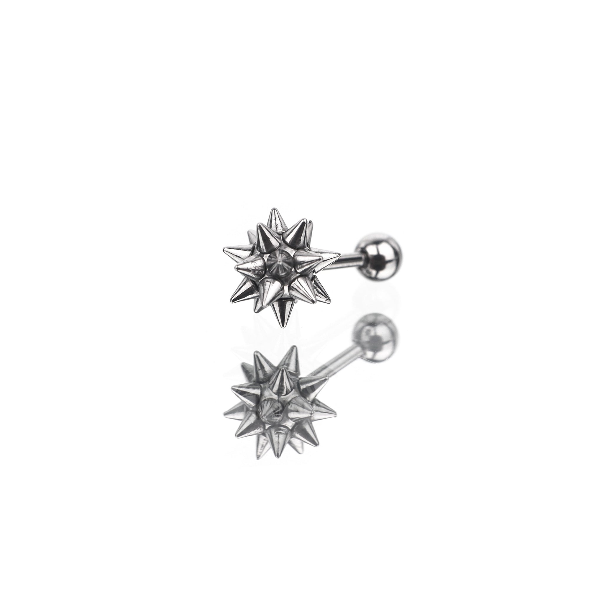 Meteor Hammer Externally Threaded Stainless Steel Ear Studs - Meteor Hammer Externally Threaded Stainless Steel Ear Studs - Single by CRUXJEWELRY
