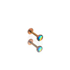 Colorful Resin Oil Slick Titanium Lip Ring - Colorful Resin Oil Slick Titanium Lip Ring - Brown / 6mm by CRUXJEWELRY