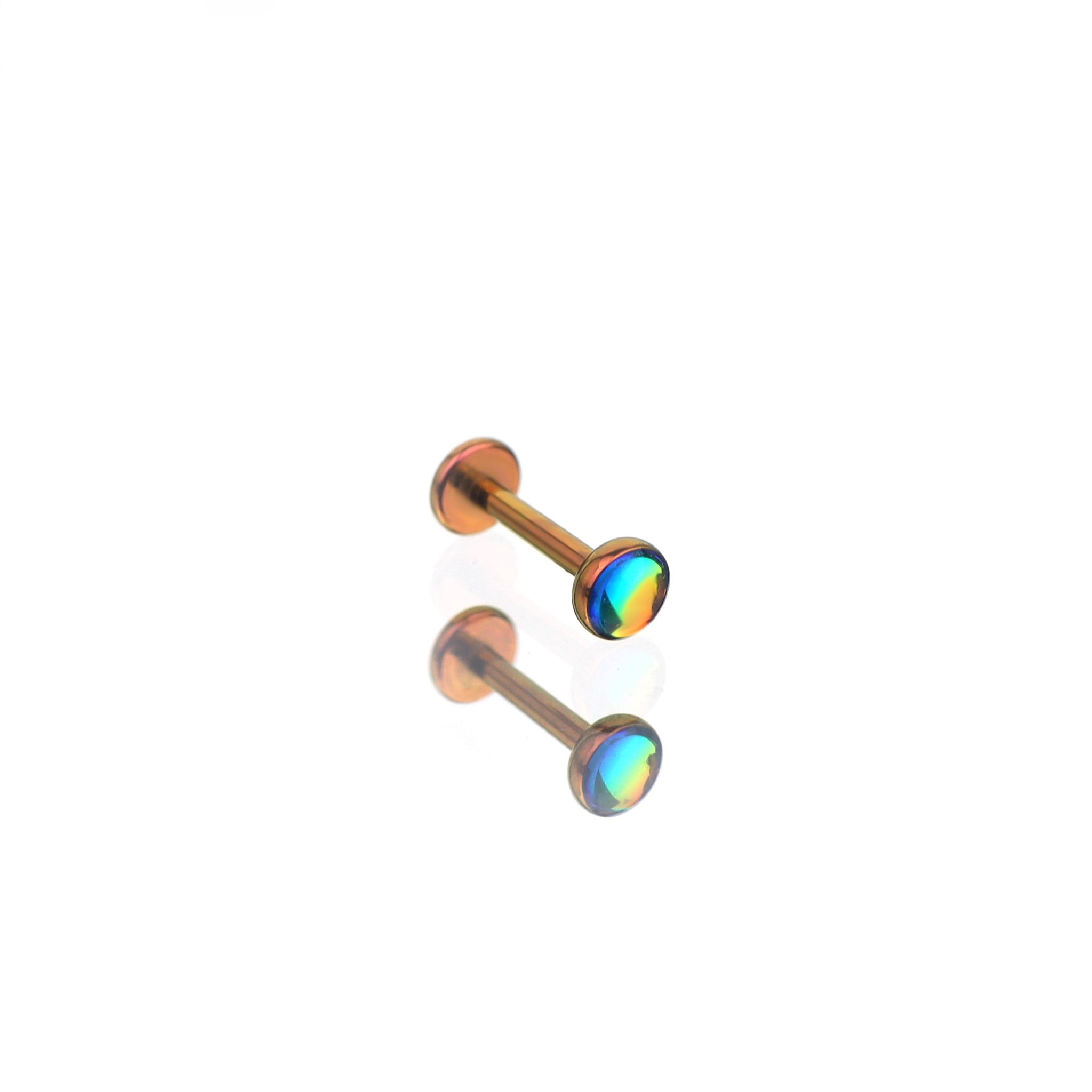 Colorful Resin Oil Slick Titanium Lip Ring - Colorful Resin Oil Slick Titanium Lip Ring - Brown / 6mm by CRUXJEWELRY