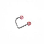 Full CZ Stainless Steel U-Ring - Full CZ Stainless Steel U-Ring - Light Pink / 8mm by CRUXJEWELRY