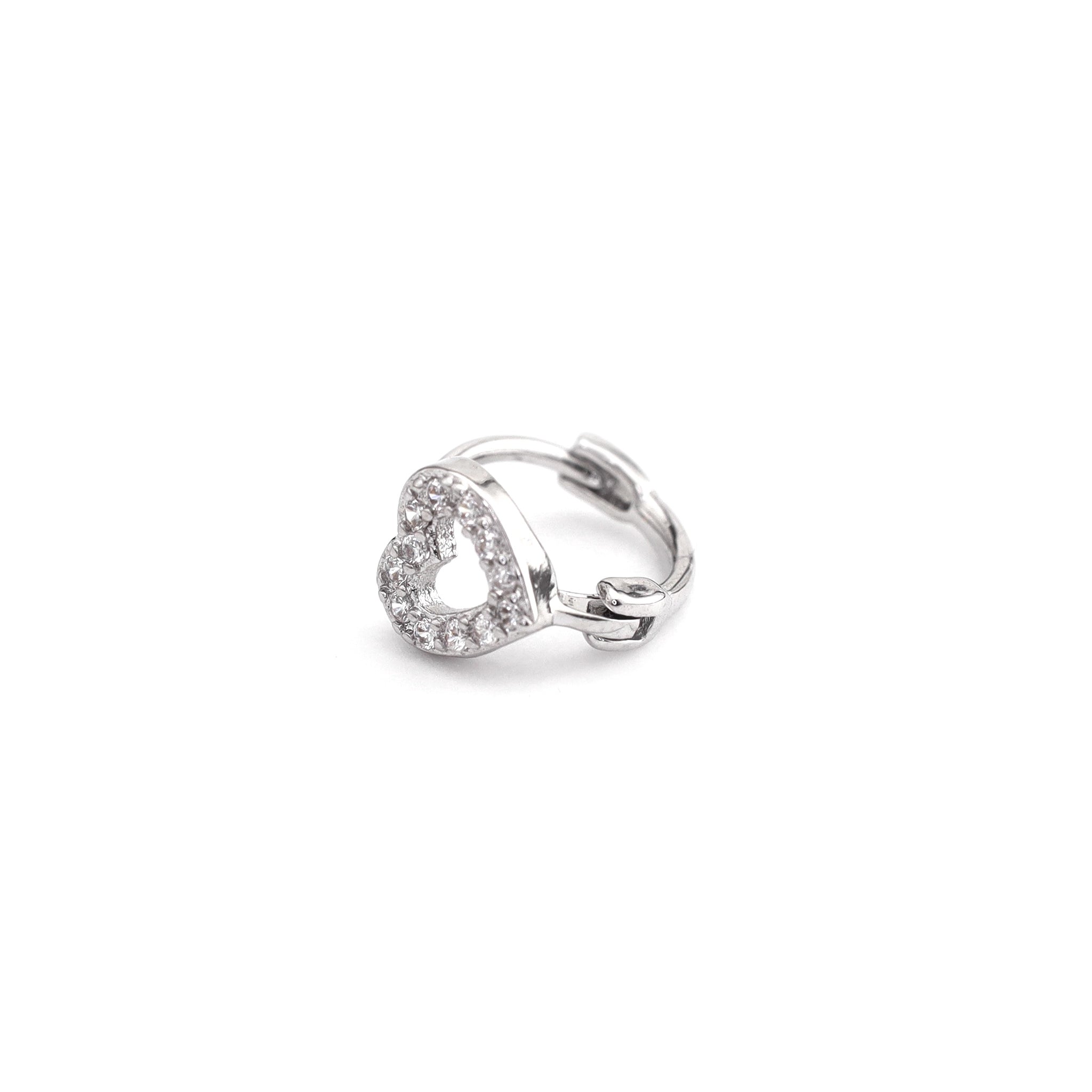 Openwork Heart CZ Stainless Steel Small Hoop Earrings - Openwork Heart CZ Stainless Steel Small Hoop Earrings - Default Title by CRUXJEWELRY