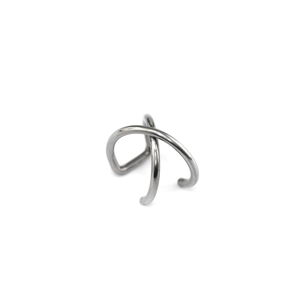 Stainless Steel Ball Fake Ear/Lip gague - Stainless Steel Ball Fake Ear/Lip gague - Sliver / Cross / 6mm by CRUXJEWELRY