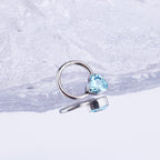 Heart-shaped CZ Stainless Steel Segment Hoop - Heart-shaped CZ Stainless Steel Segment Hoop - Blue / 8 mm by CRUXJEWELRY