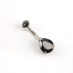 Teardrop CZ Internally Threaded Titanium Belly Ring - Teardrop CZ Internally Threaded Titanium Belly Ring - Black / 6 mm by CRUXJEWELRY