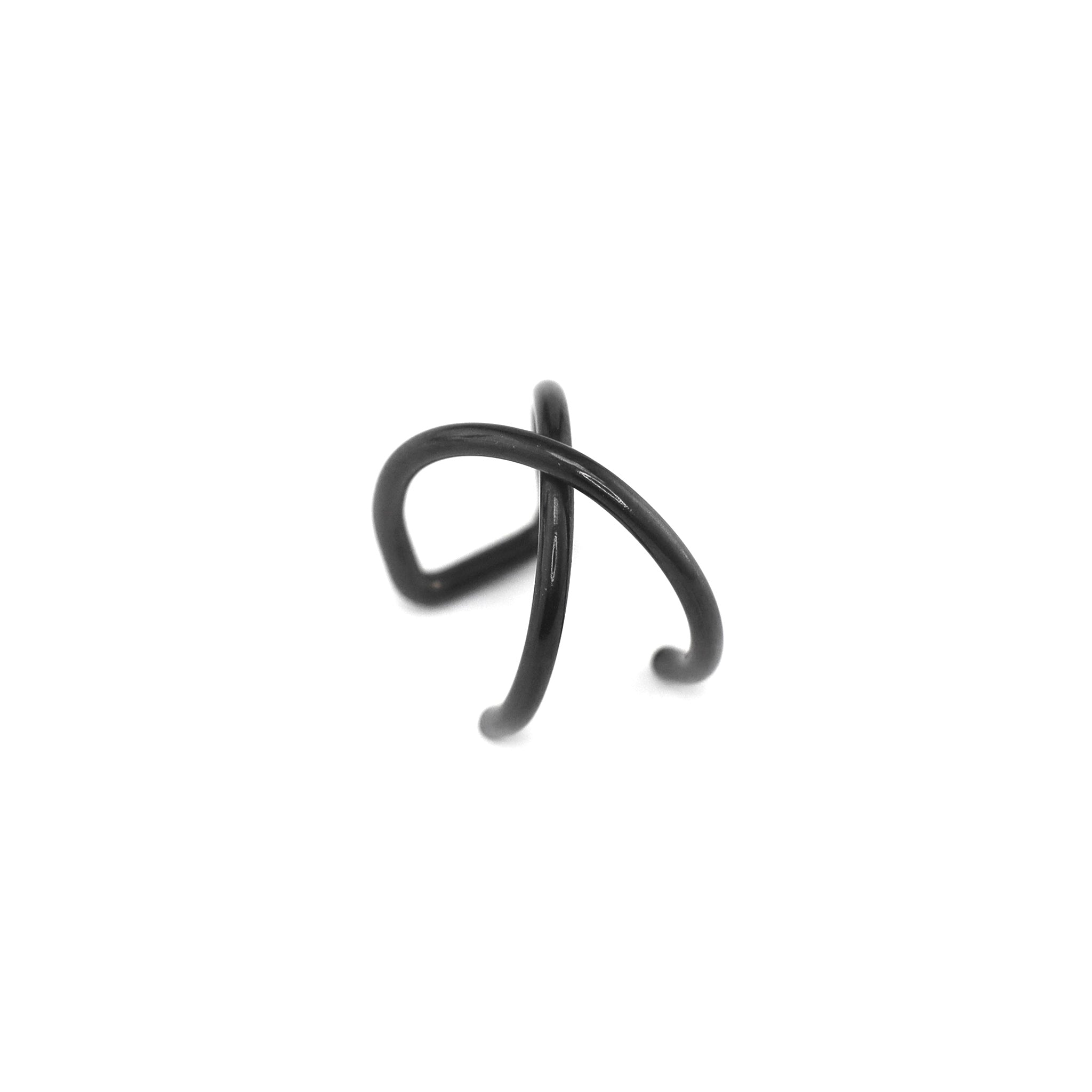 Stainless Steel Ball Fake Ear/Lip gague - Stainless Steel Ball Fake Ear/Lip gague - Black / Cross / 6mm by CRUXJEWELRY