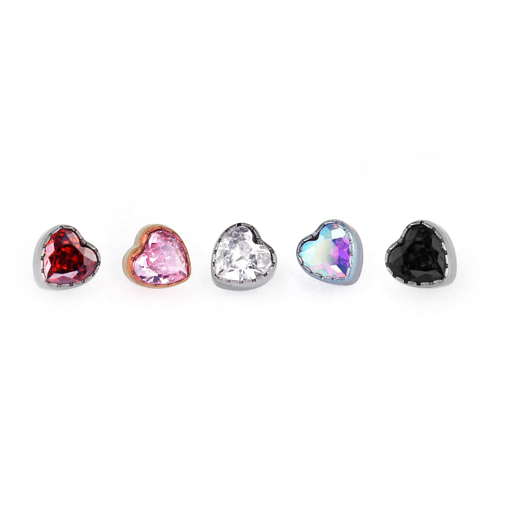 Lace Heart CZ Titanium Lip Ring - Lace Heart CZ Titanium Lip Ring - White / 6mm by CRUXJEWELRY