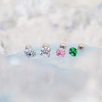 20G Thin Gauge Prong-Set CZ Titanium Ear Studs - 20G Thin Gauge Prong-Set CZ Titanium Ear Studs - White / 3mm by CRUXJEWELRY