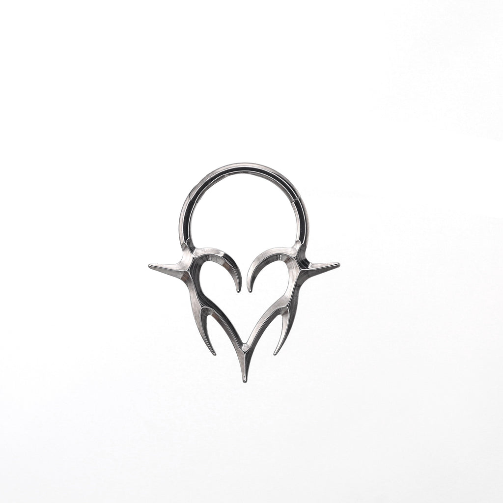 Colorful Heart-shaped Flame Segment Hoop - Colorful Heart-shaped Flame Segment Hoop - Sliver / 8 mm by CRUXJEWELRY