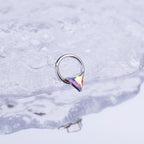 Triangle CZ stainless steel Segment Hoop - Triangle CZ stainless steel Segment Hoop - AB Coating / 8 mm by CRUXJEWELRY