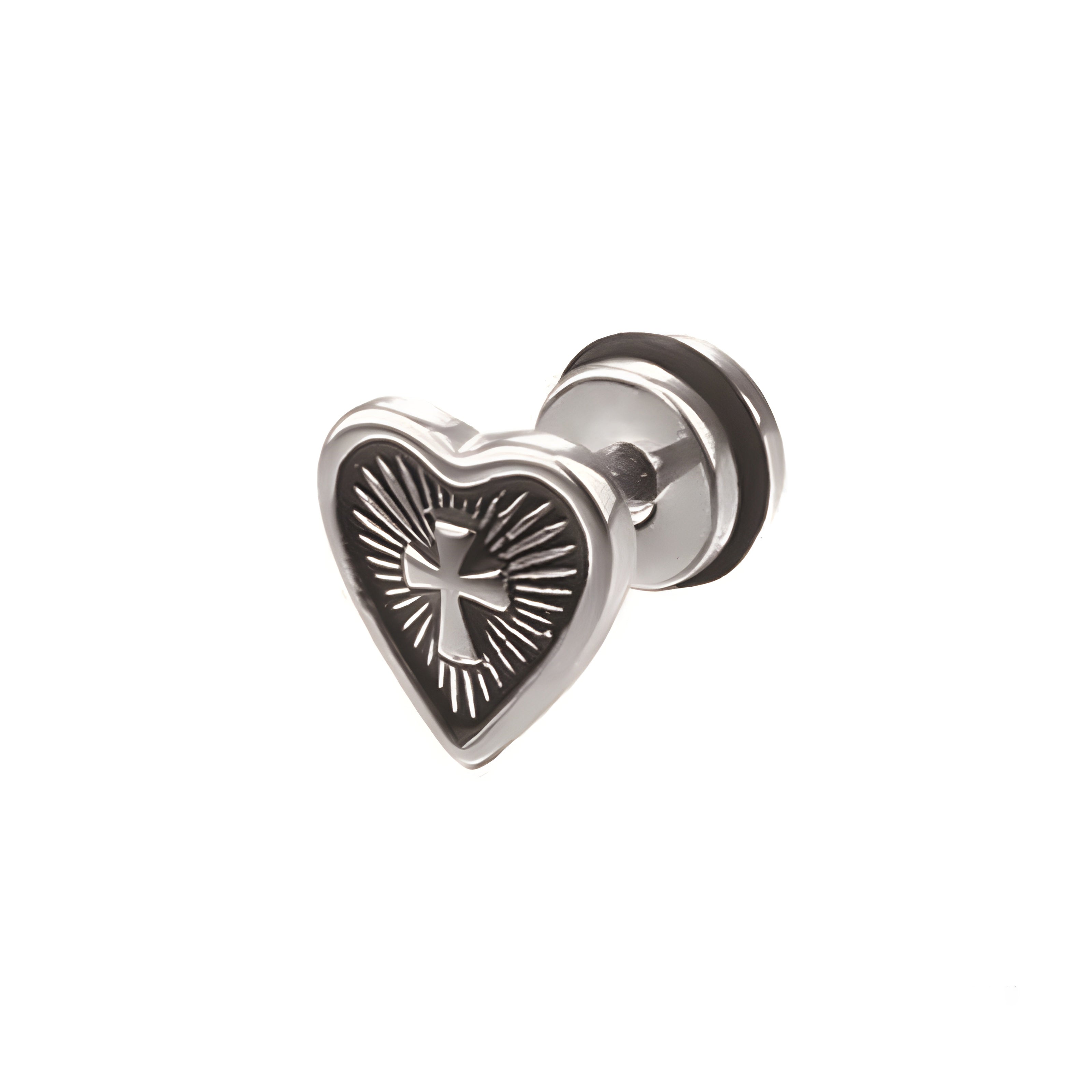 Heart Enamel Cross Stainless Steel Stud Earrings