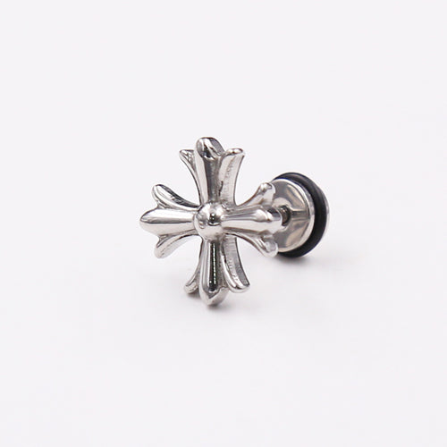 3 Color Cross Externally Threaded Stainless Steel Ear Studs
