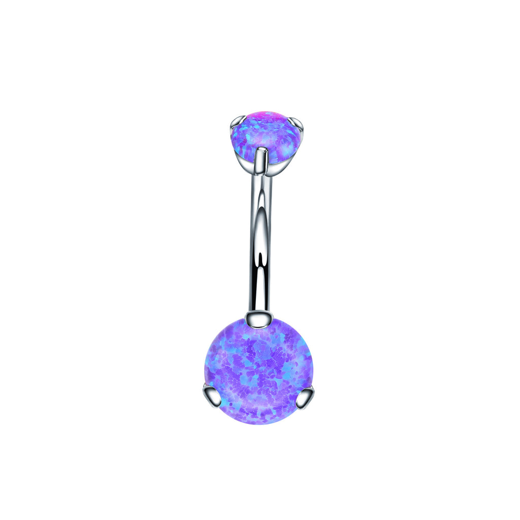 Double Round Opal Titanium Belly Ring