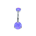 Double Round Opal Titanium Belly Ring