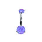 Double Round Opal Titanium Belly Ring