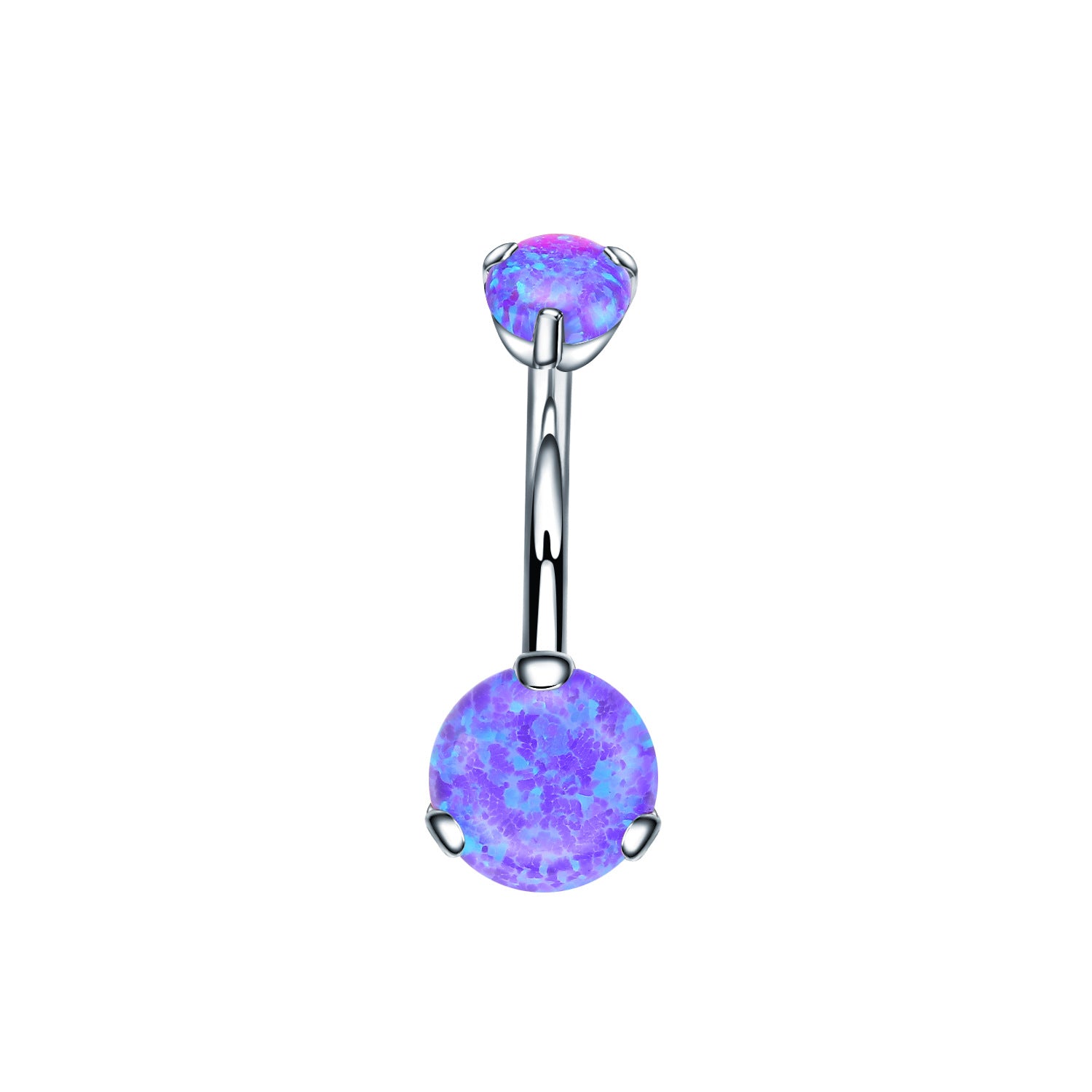 Double Round Opal Titanium Belly Ring