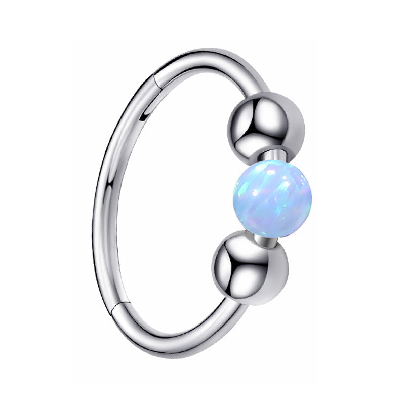 316L Surgical Steel Opal Ball Closure Ring - Septum Nose Ring Cartilage Earring