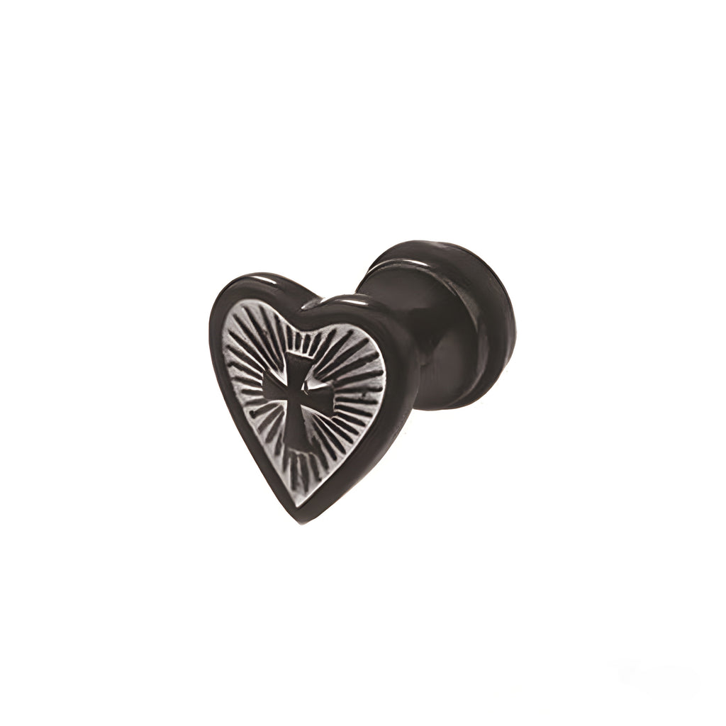 Heart Enamel Cross Stainless Steel Stud Earrings