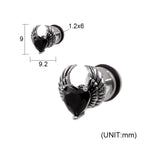 Heart CZ Wing stainless steel Ear Stud