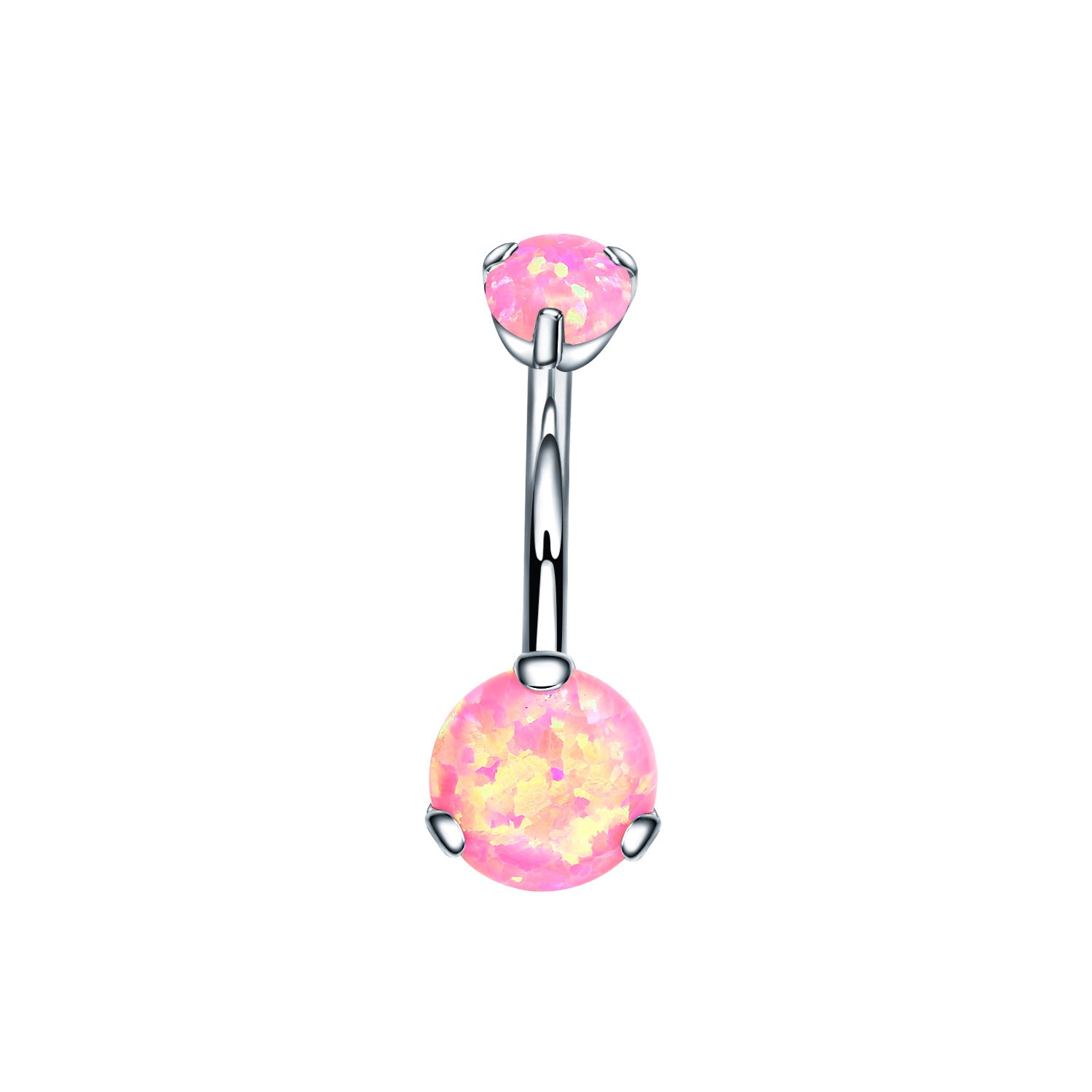 Double Round Opal Titanium Belly Ring