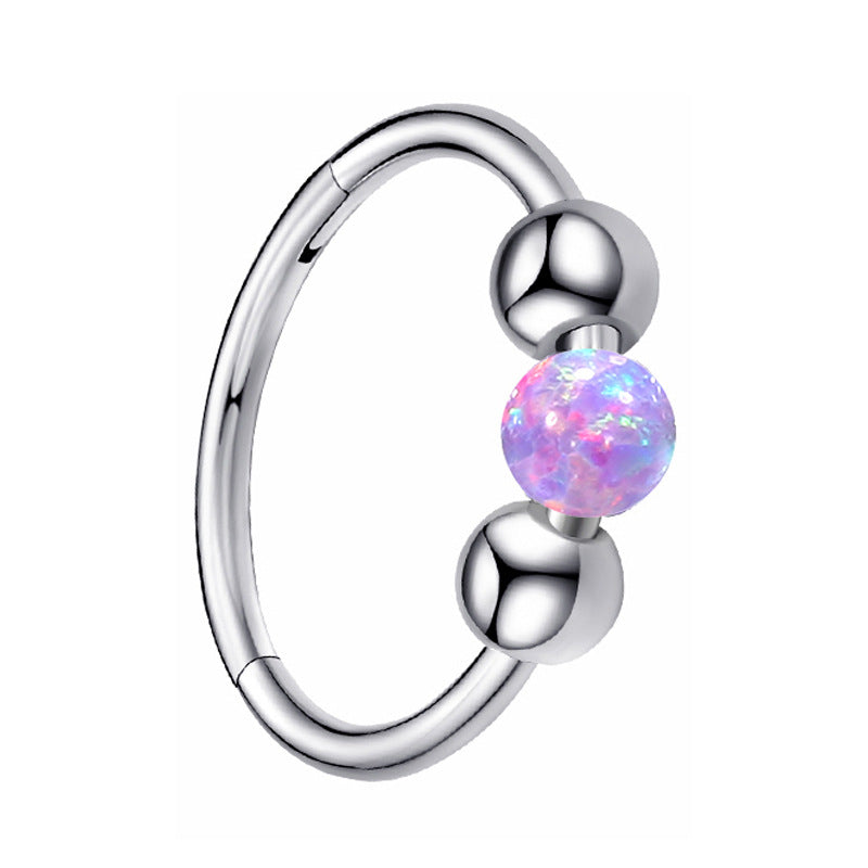 316L Surgical Steel Opal Ball Closure Ring - Septum Nose Ring Cartilage Earring
