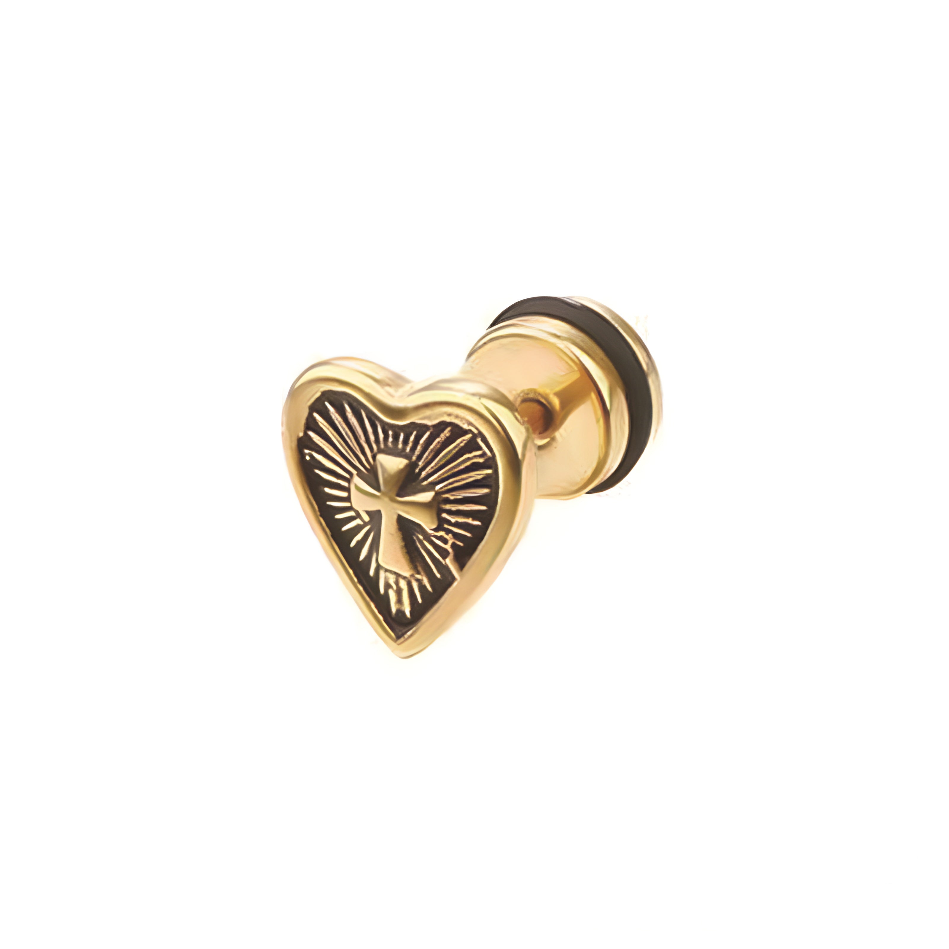 Heart Enamel Cross Stainless Steel Stud Earrings