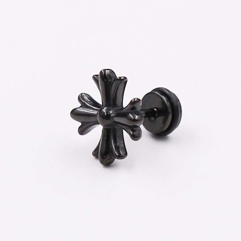 3 Color Cross Externally Threaded Stainless Steel Ear Studs