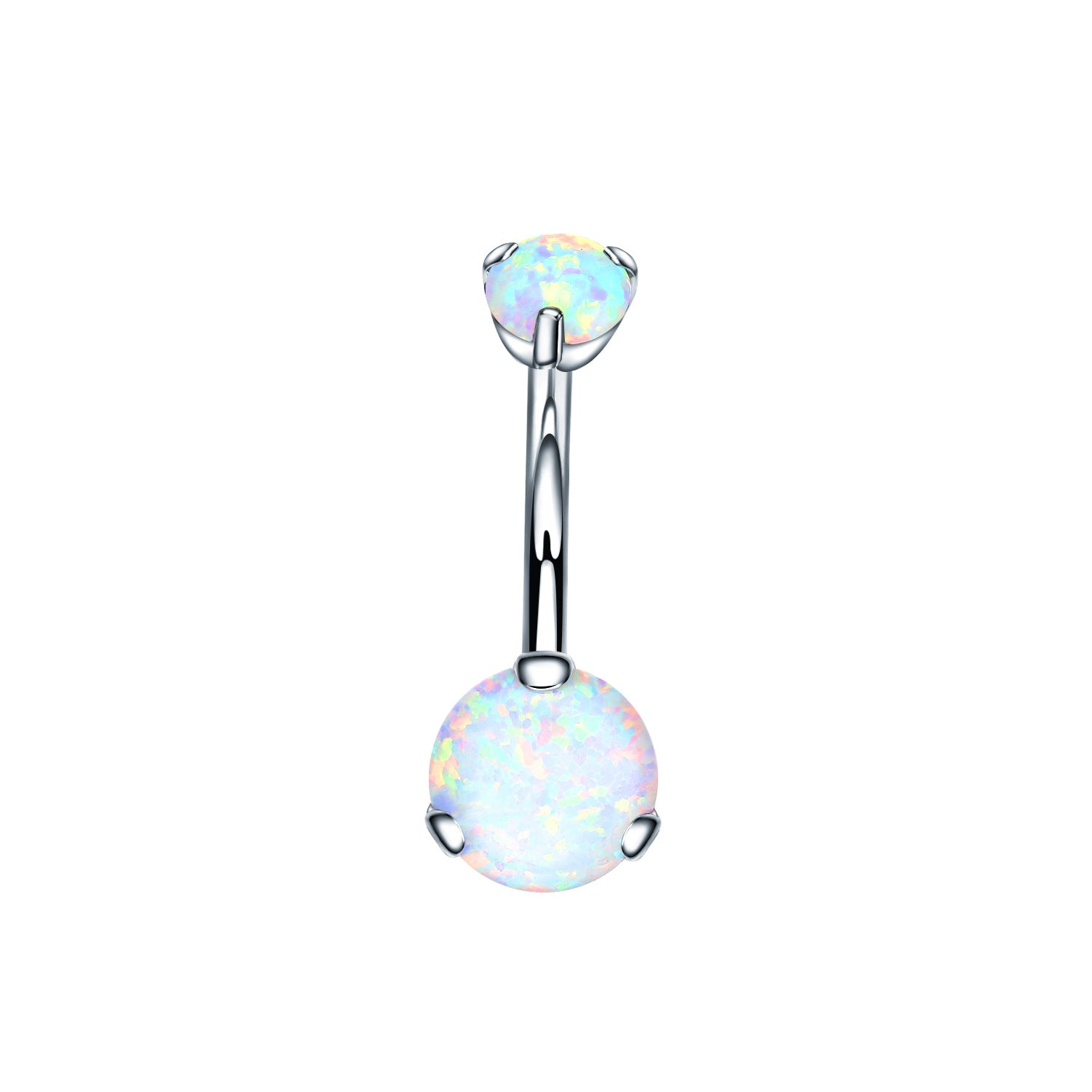 Double Round Opal Titanium Belly Ring