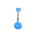 Double Round Opal Titanium Belly Ring