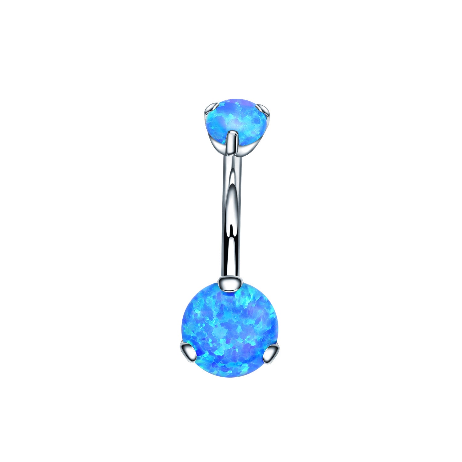 Double Round Opal Titanium Belly Ring
