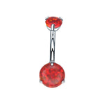 Double Round Opal Titanium Belly Ring
