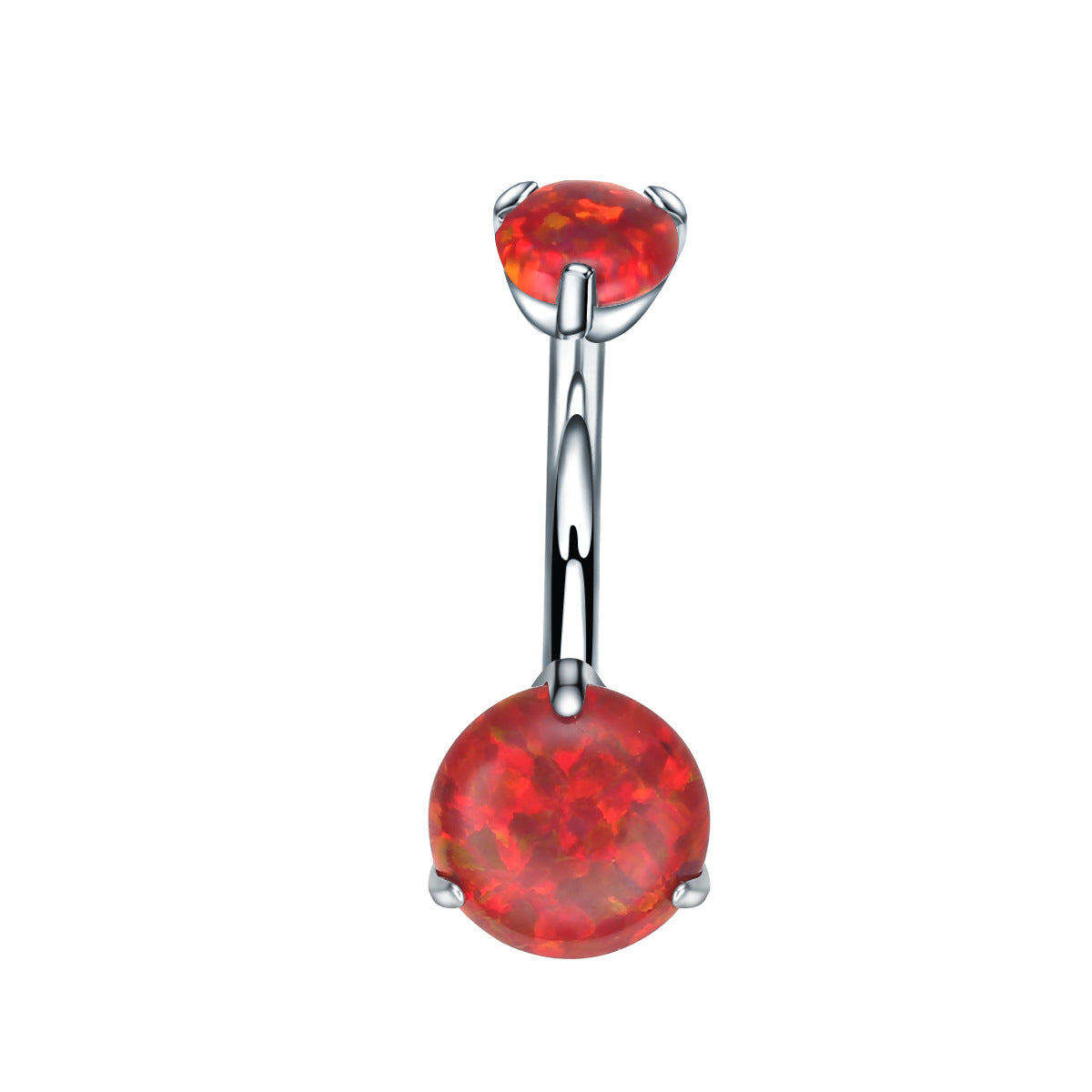 Double Round Opal Titanium Belly Ring
