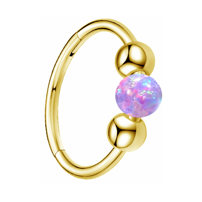 316L Surgical Steel Opal Ball Closure Ring - Septum Nose Ring Cartilage Earring