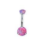 Double Round Opal Titanium Belly Ring